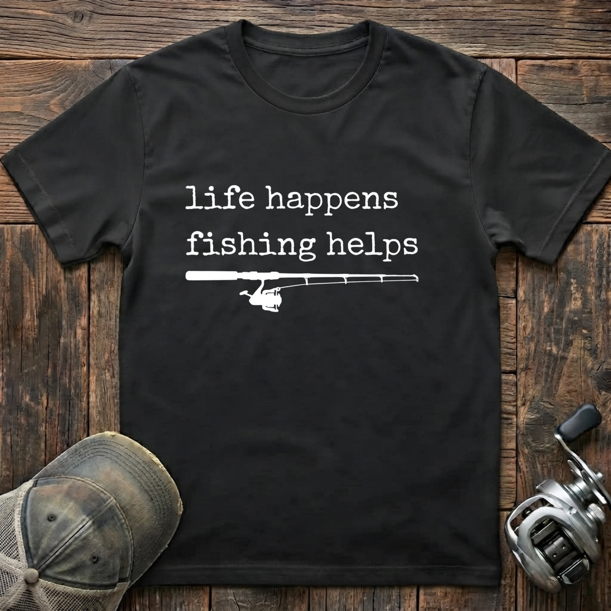 Life happens fishing helps T-Shirt