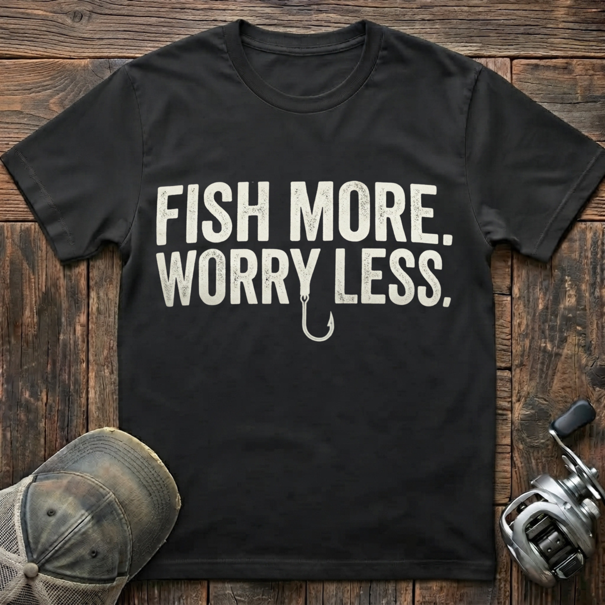 Fish more worry less  T-Shirt