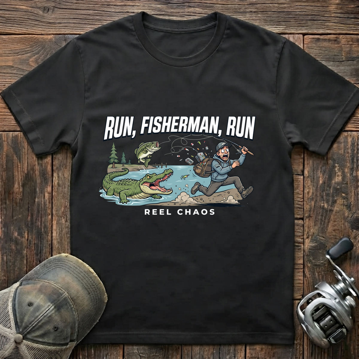 run fisherman run T-Shirt