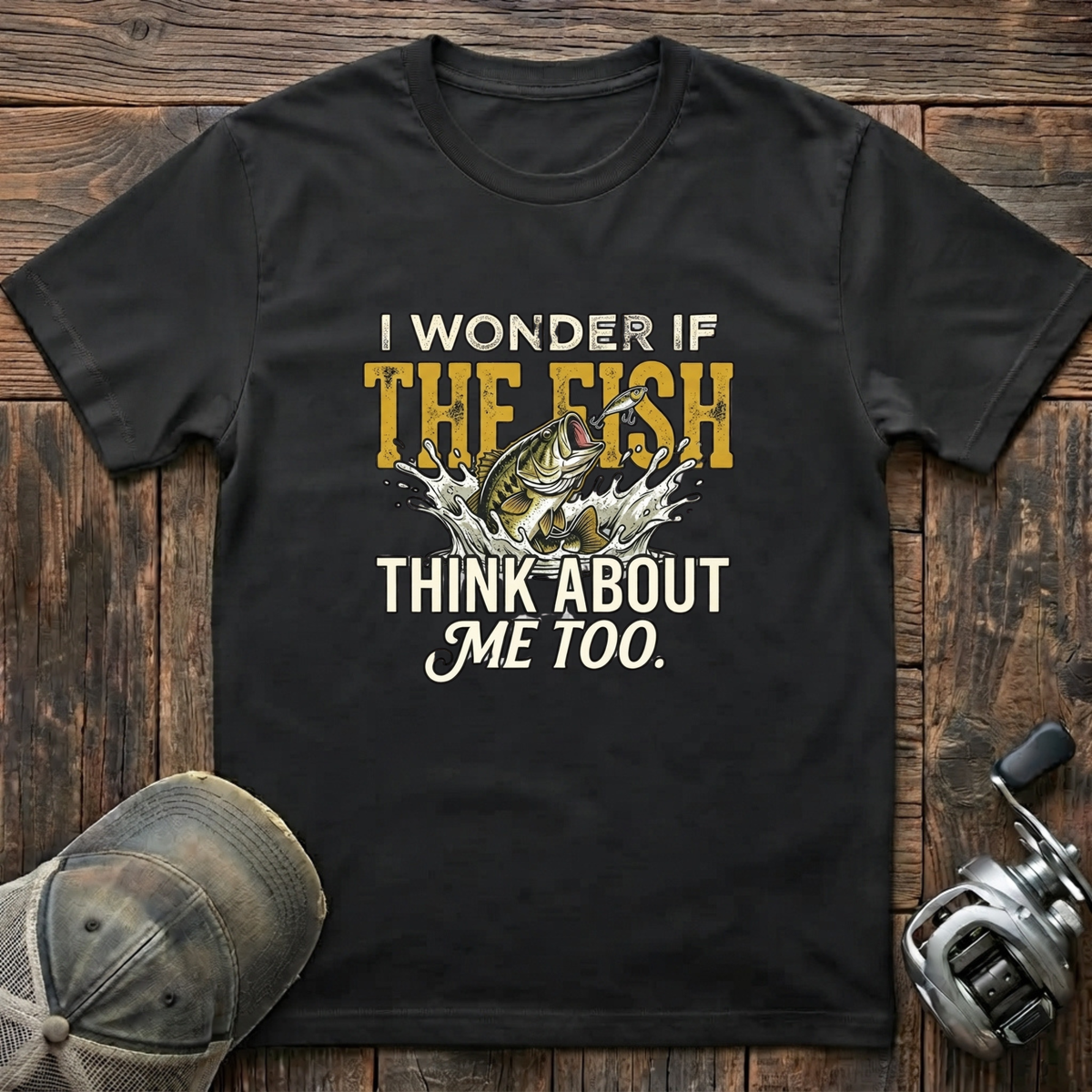 I wonder if the fish think about me too   T-Shirt