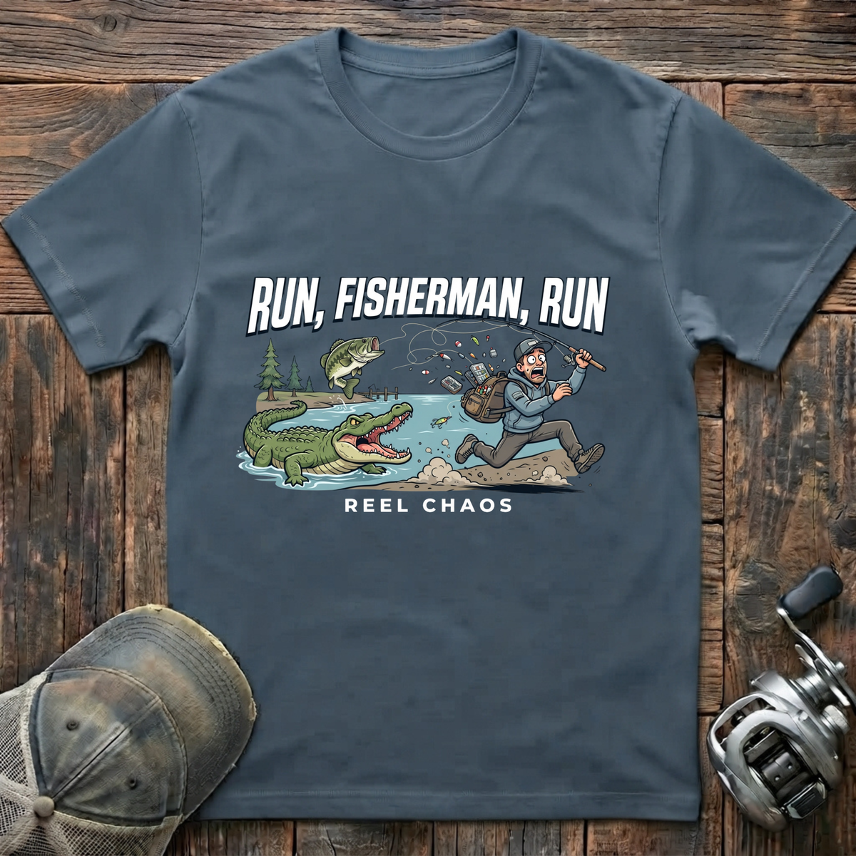 run fisherman run T-Shirt