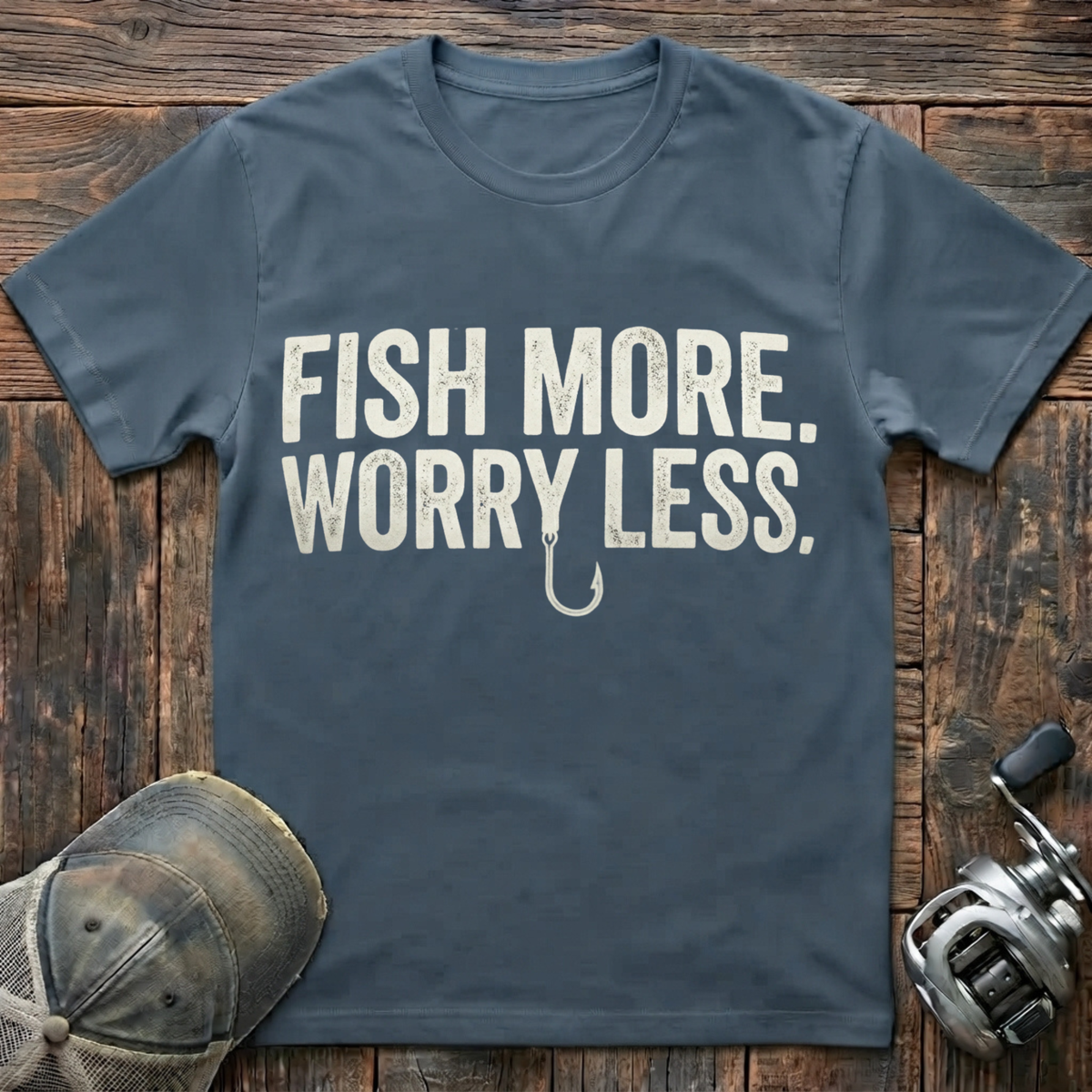 Fish more worry less  T-Shirt