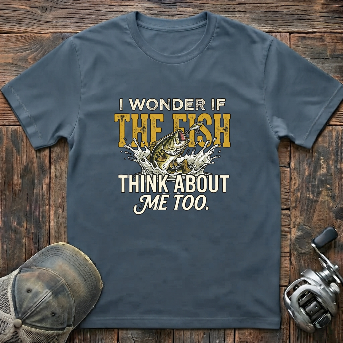 I wonder if the fish think about me too   T-Shirt