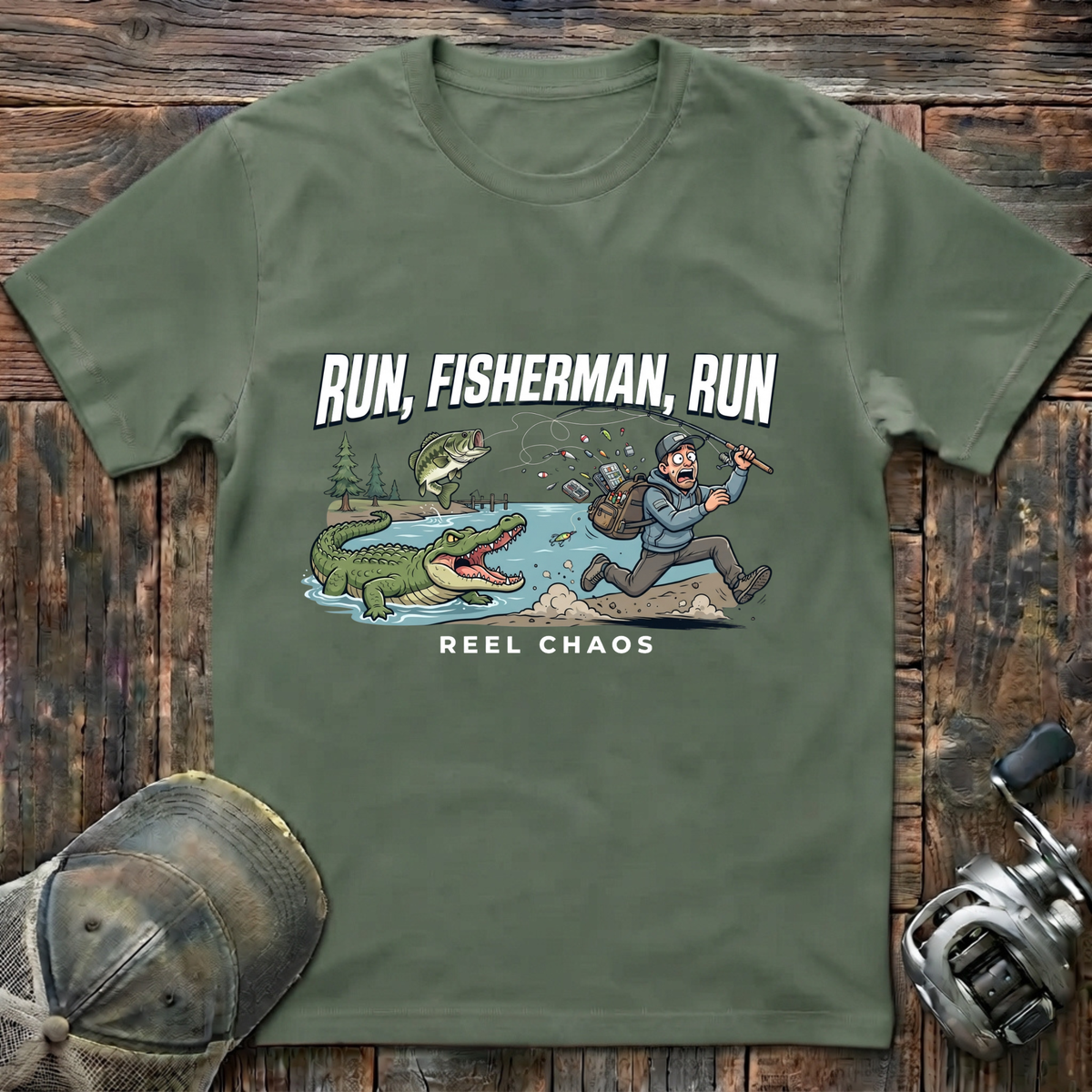 run fisherman run T-Shirt