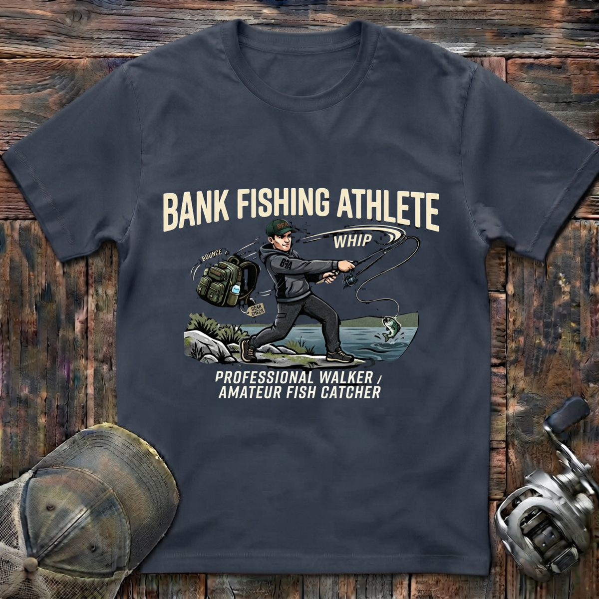 Bank fishing athlete (color) T-Shirt