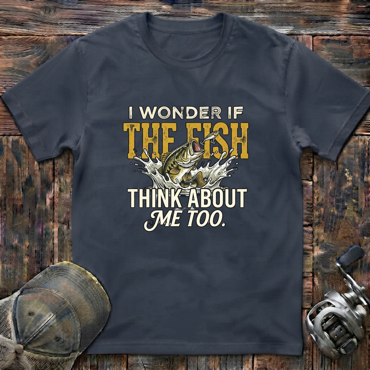 I wonder if the fish think about me too   T-Shirt