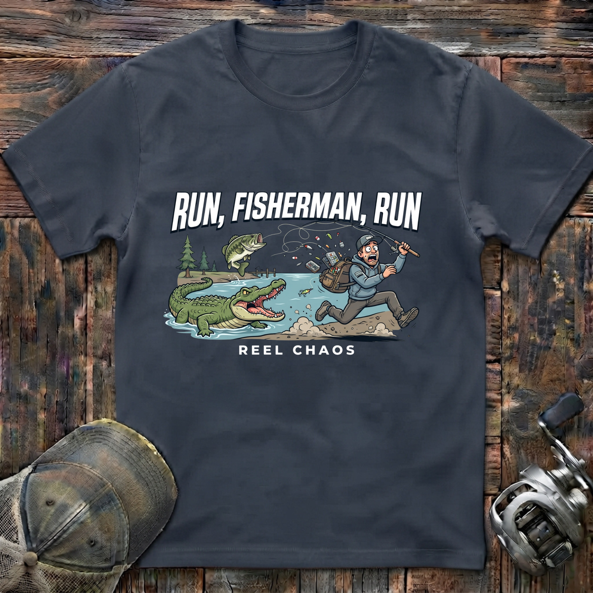 run fisherman run T-Shirt