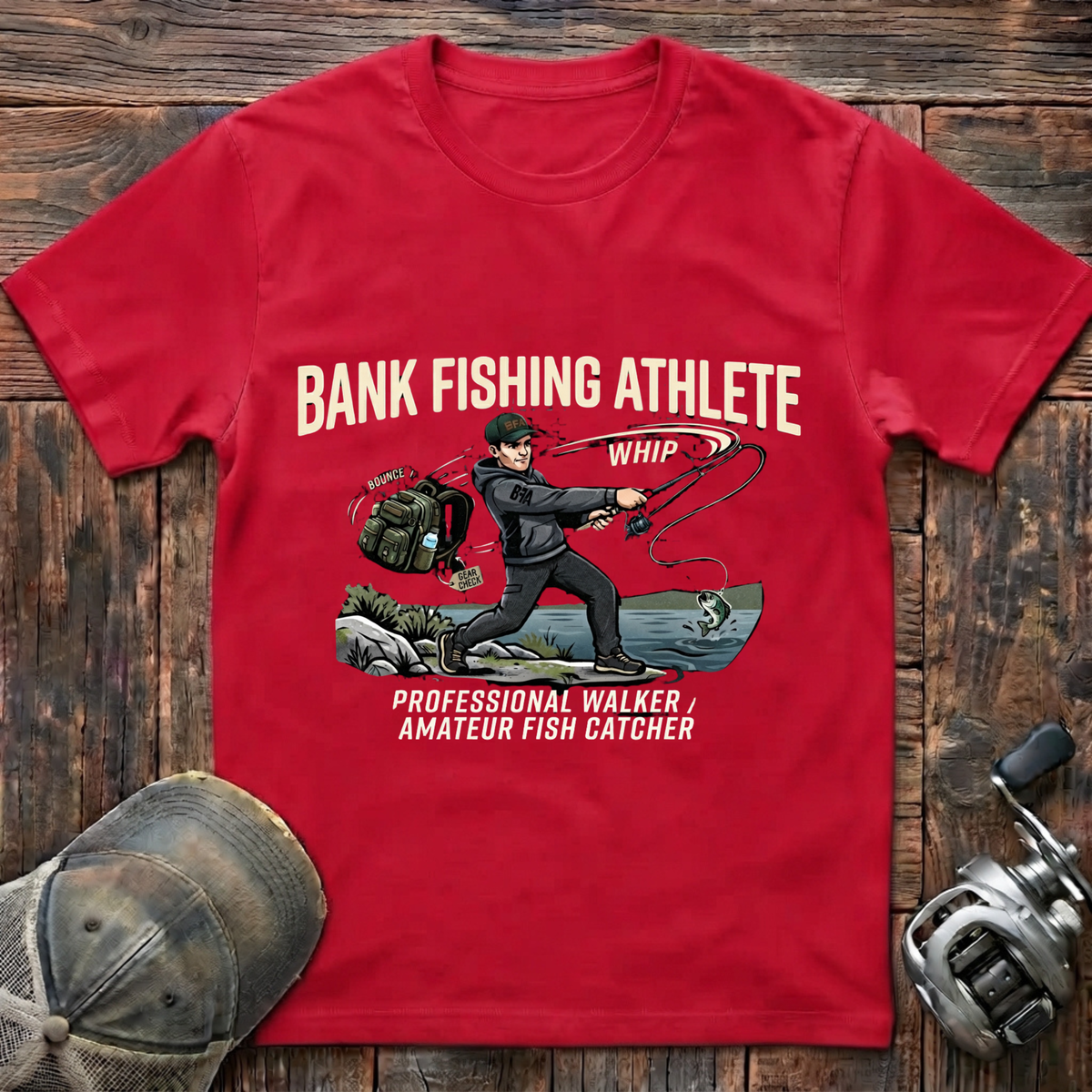 Bank fishing athlete (color) T-Shirt