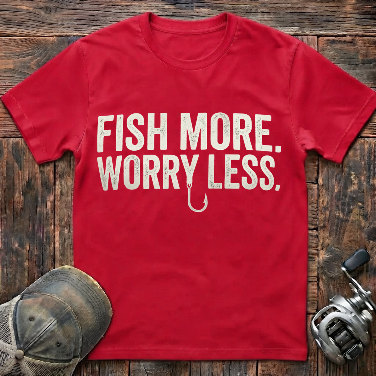 Fish more worry less  T-Shirt