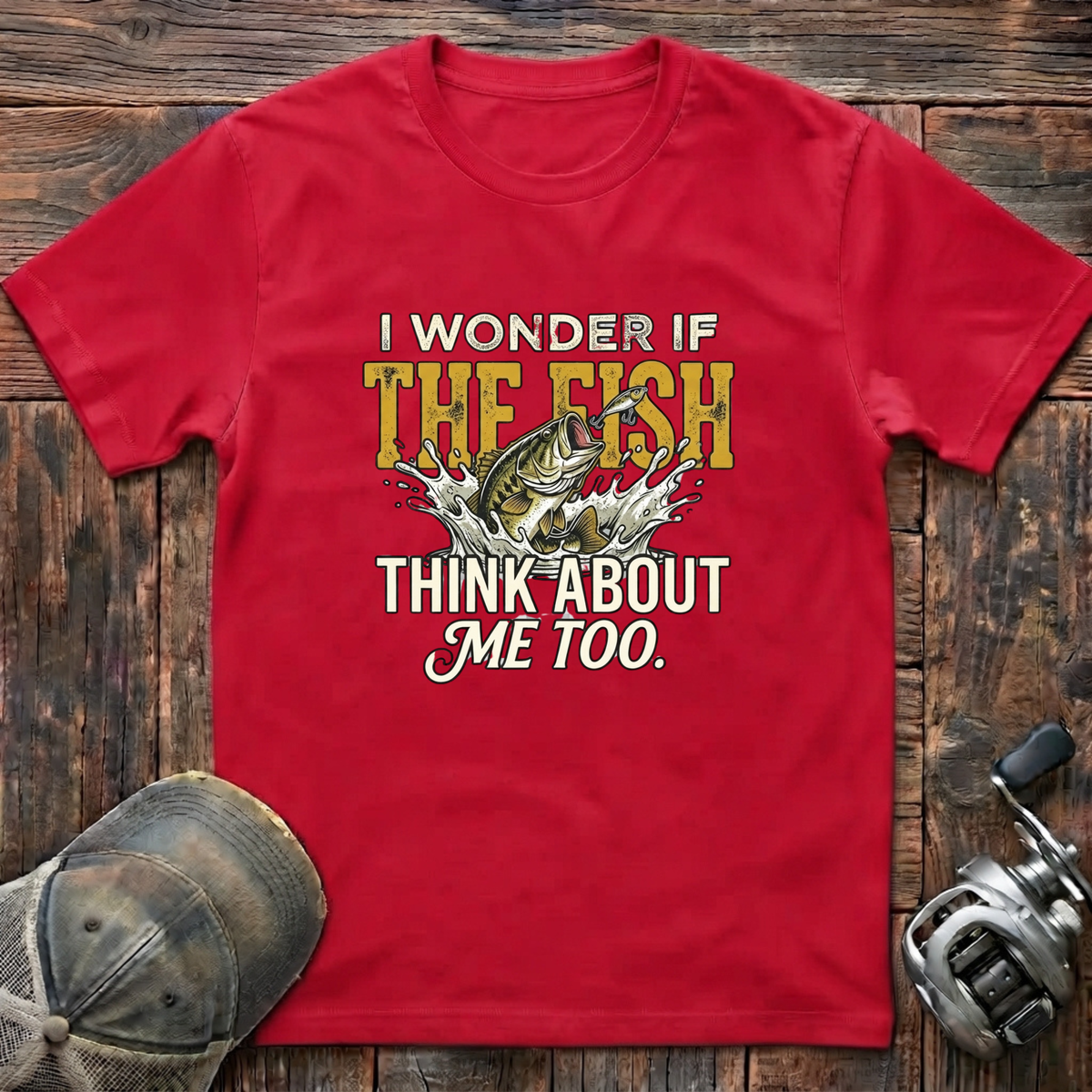 I wonder if the fish think about me too   T-Shirt