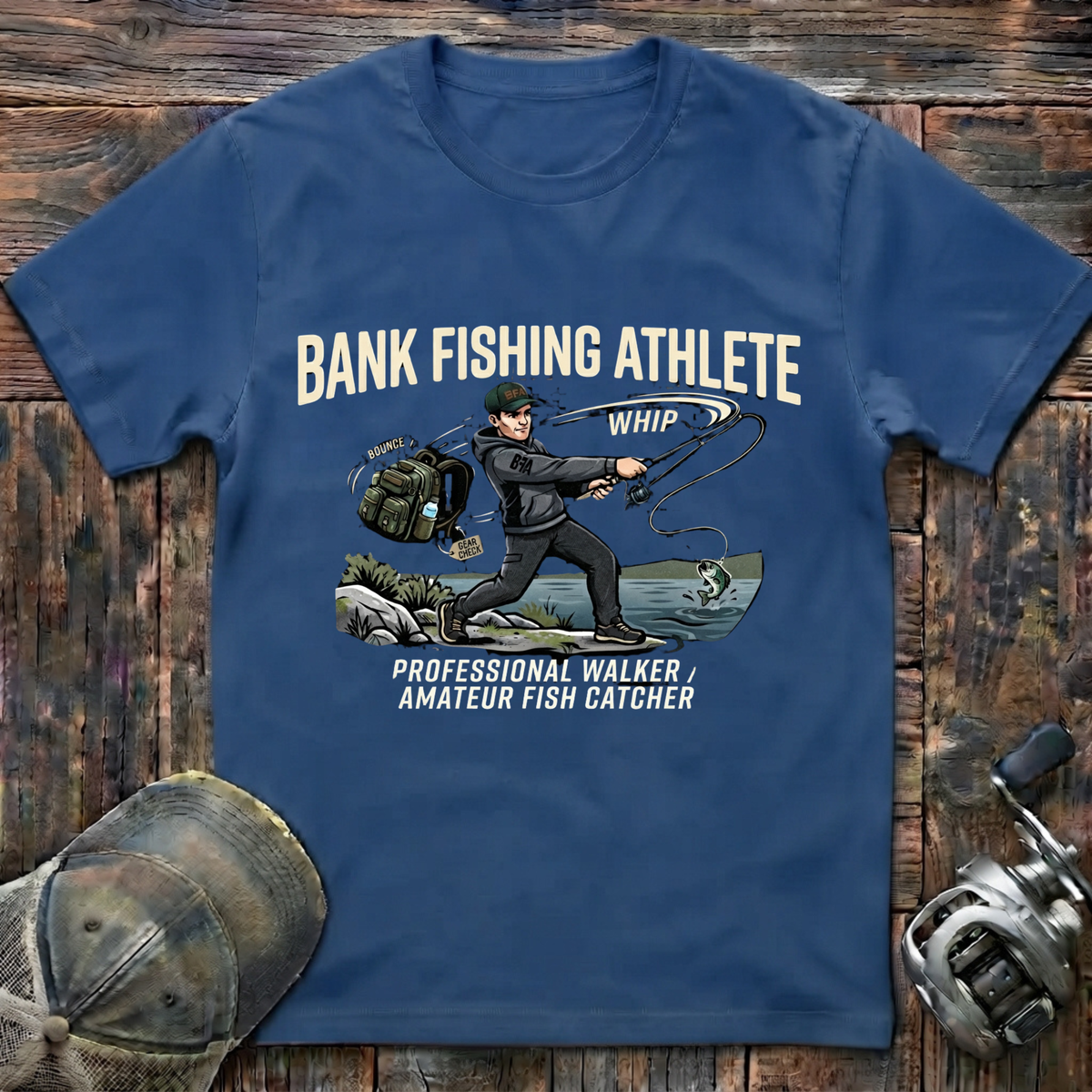 Bank fishing athlete (color) T-Shirt