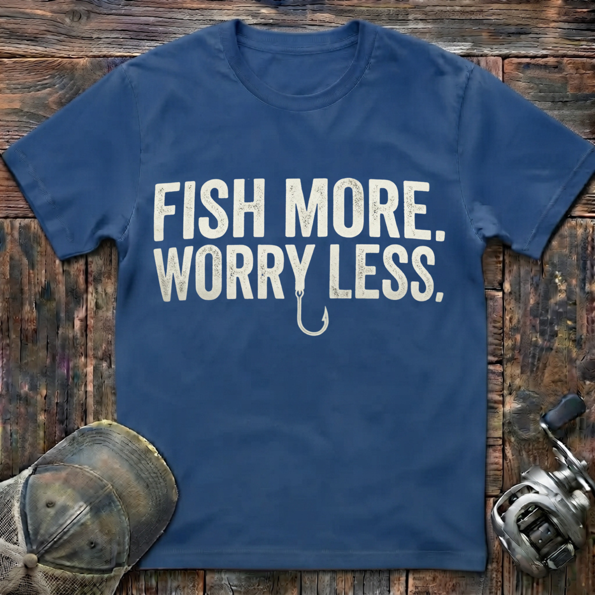 Fish more worry less  T-Shirt