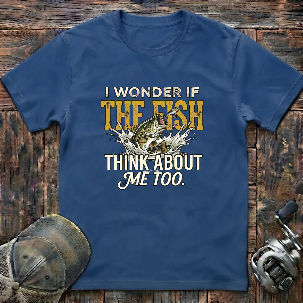 I wonder if the fish think about me too   T-Shirt