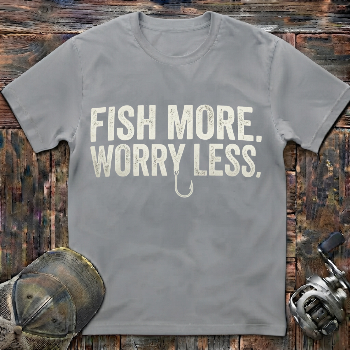 Fish more worry less  T-Shirt