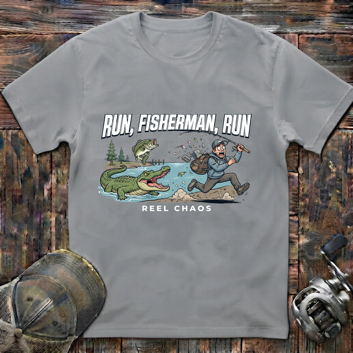 run fisherman run T-Shirt